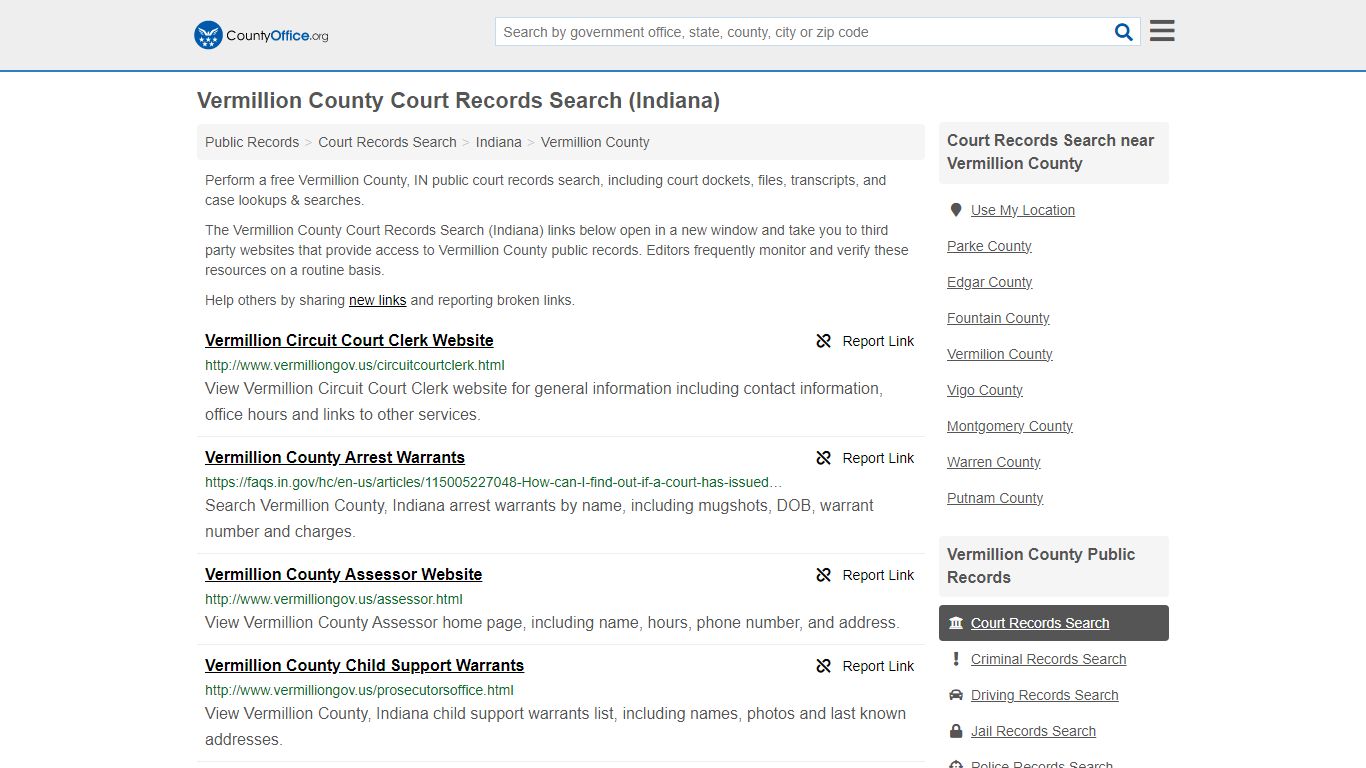 Vermillion County Court Records Search (Indiana) - County Office